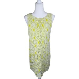 Belle by Badgley Mischka Lace Overlay Sheath Dress Lime Yellow Size 8
